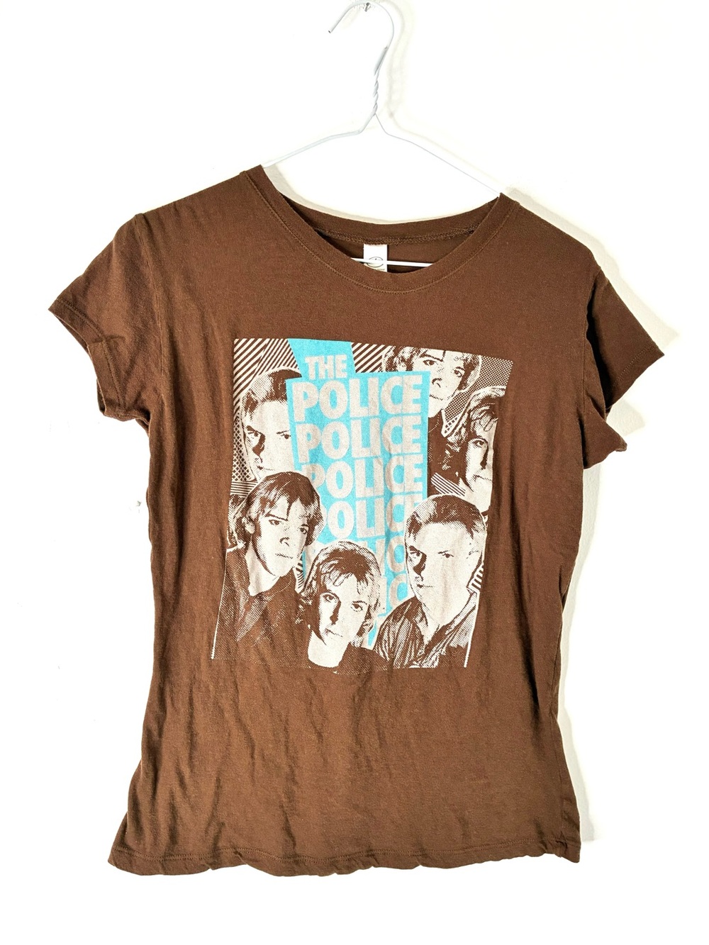 The Police Graphic Band Tee Brown Stipple Print Crew Neck Youth XL